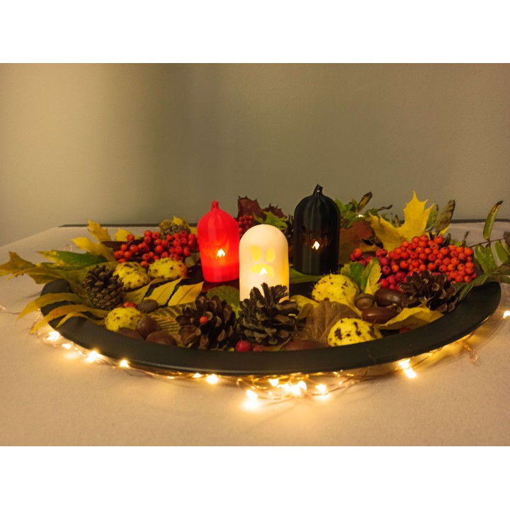 Halogenowy Lampion z Lampką LED Druk 3D, akcesoria hallowen, brylok
